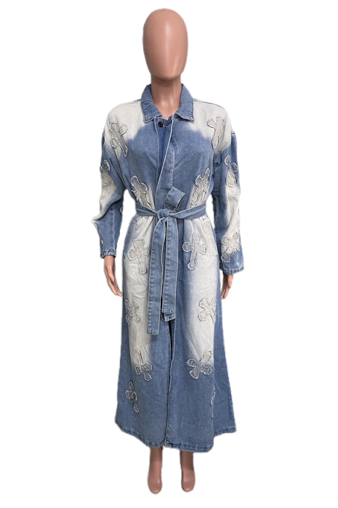 WOMEN FASHION MAXI LONG DENIM JACKET