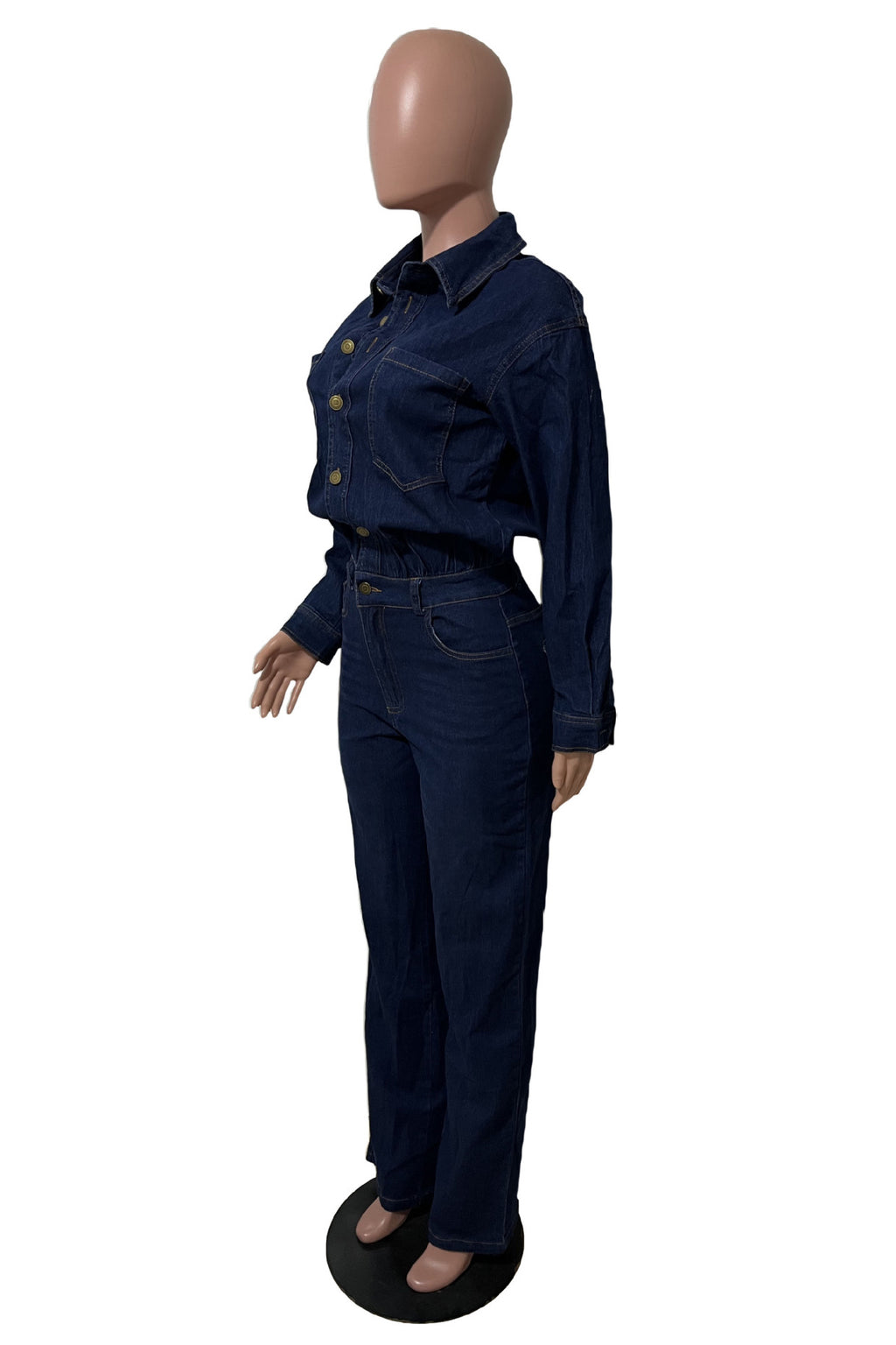 WOMEN FASHION DENIM LONG SLEEVES JUMPSUIT