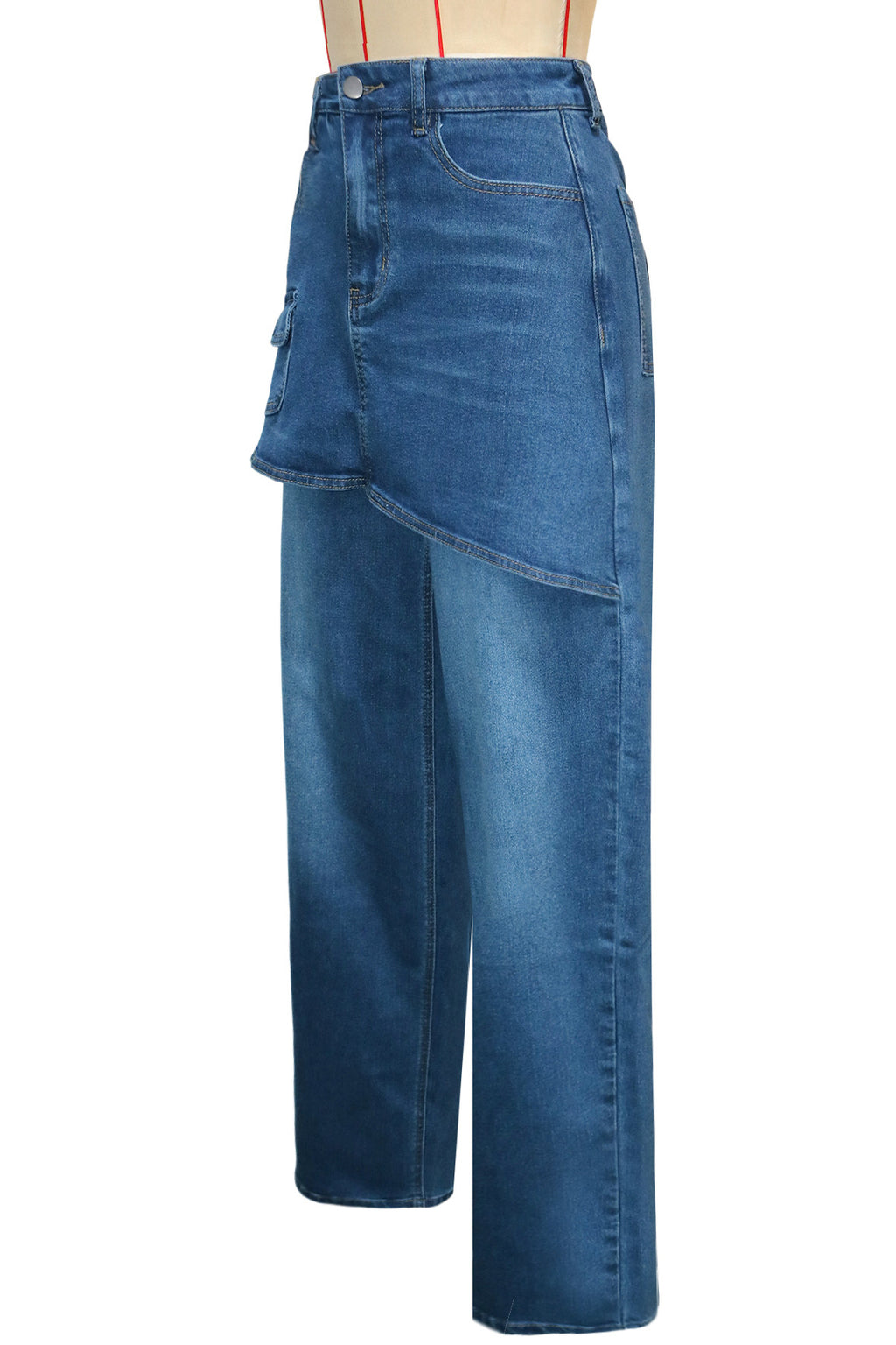 WOMEN FASHION OVERSKIRT DENIM WIDE LEG JEANS