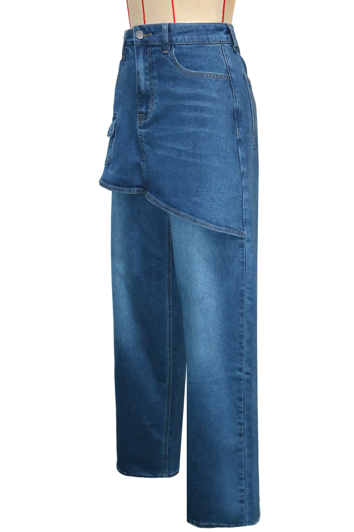 WOMEN FASHION OVERSKIRT DENIM WIDE LEG JEANS