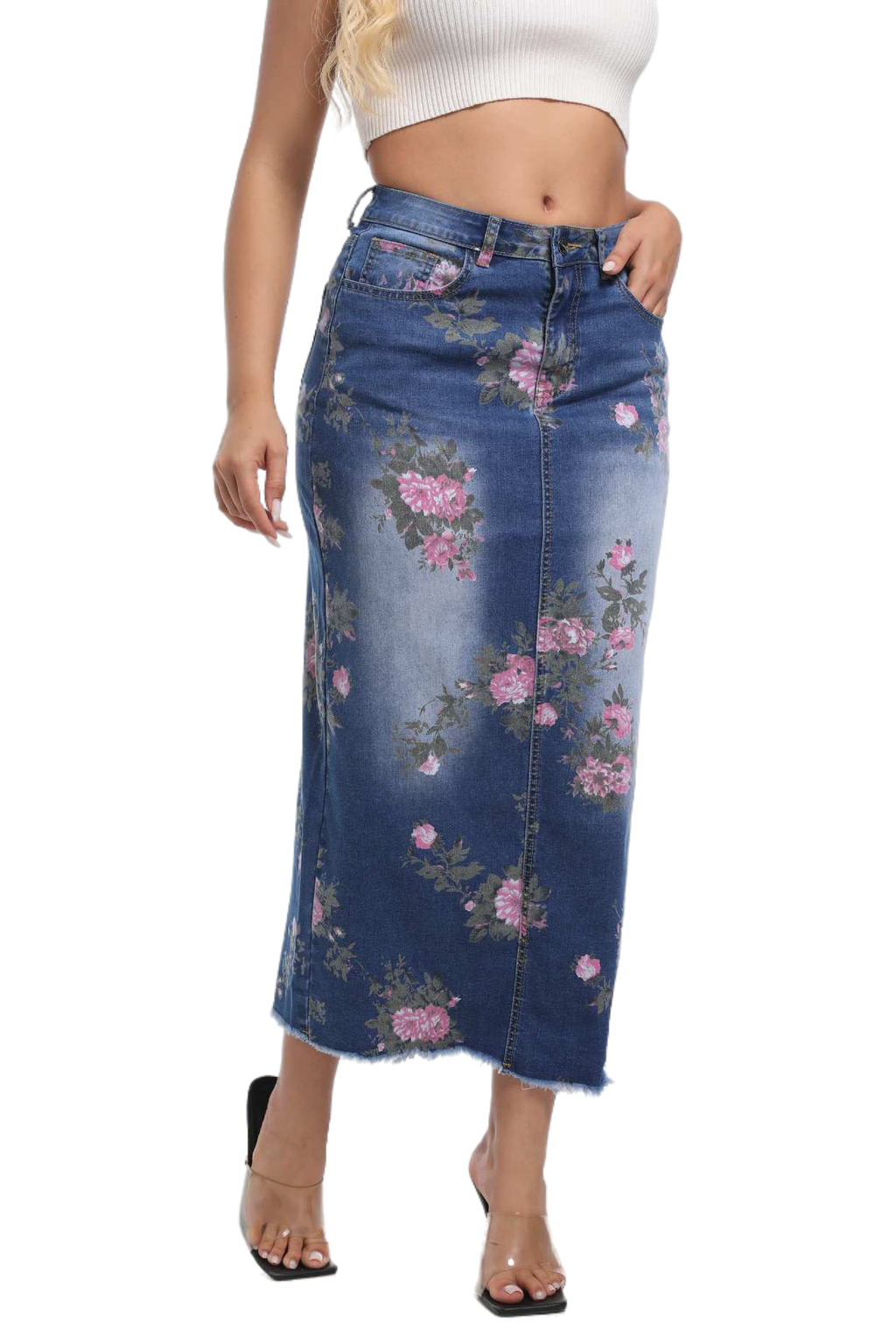 WOMEN FASHION DENIM LONG MAXI SKIRT