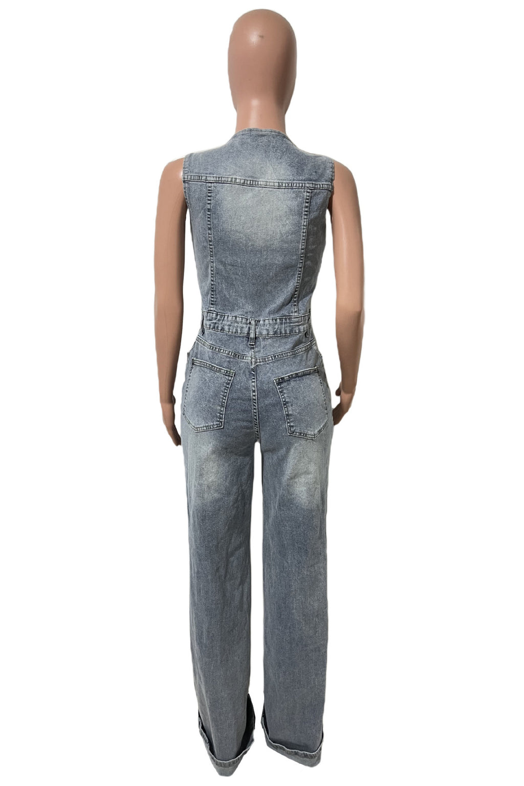 WOMEN FASHION DENIM JUMPSUIT SLEEVELESS