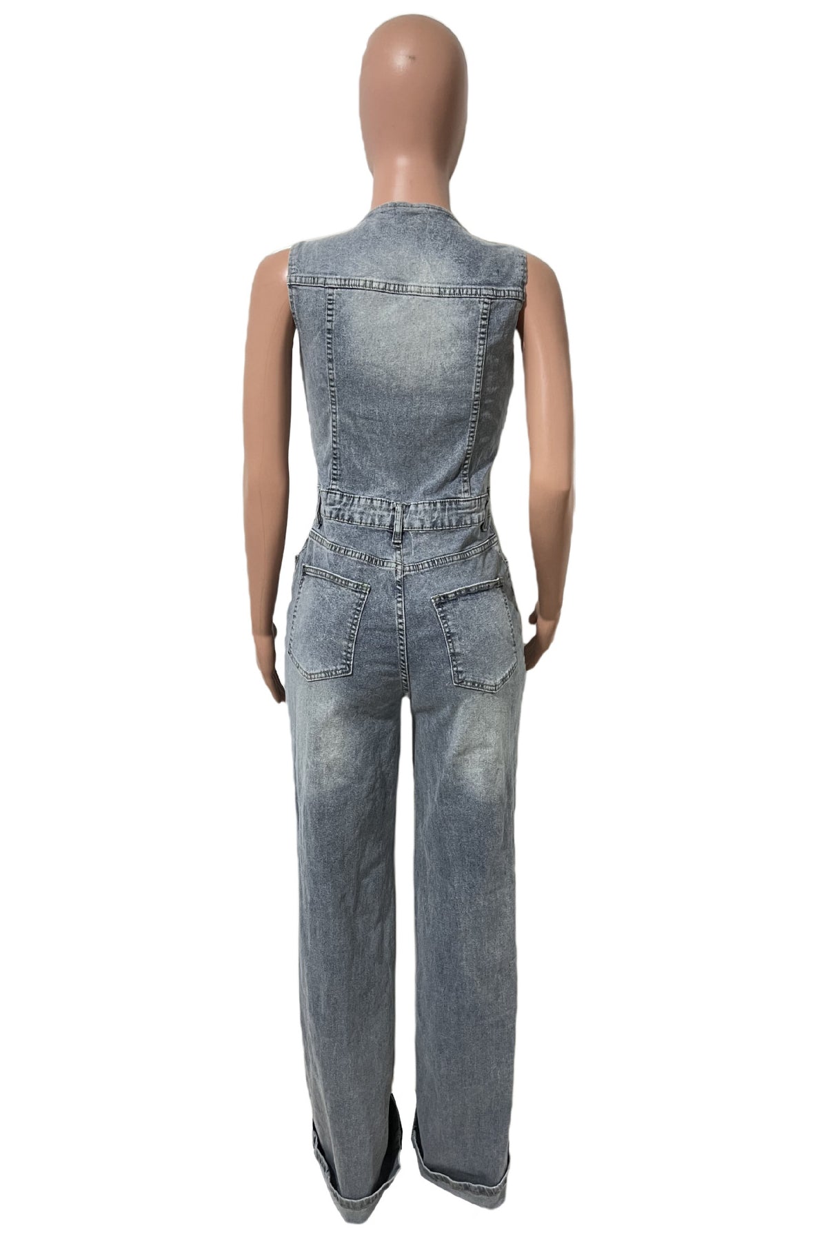 WOMEN FASHION DENIM JUMPSUIT SLEEVELESS
