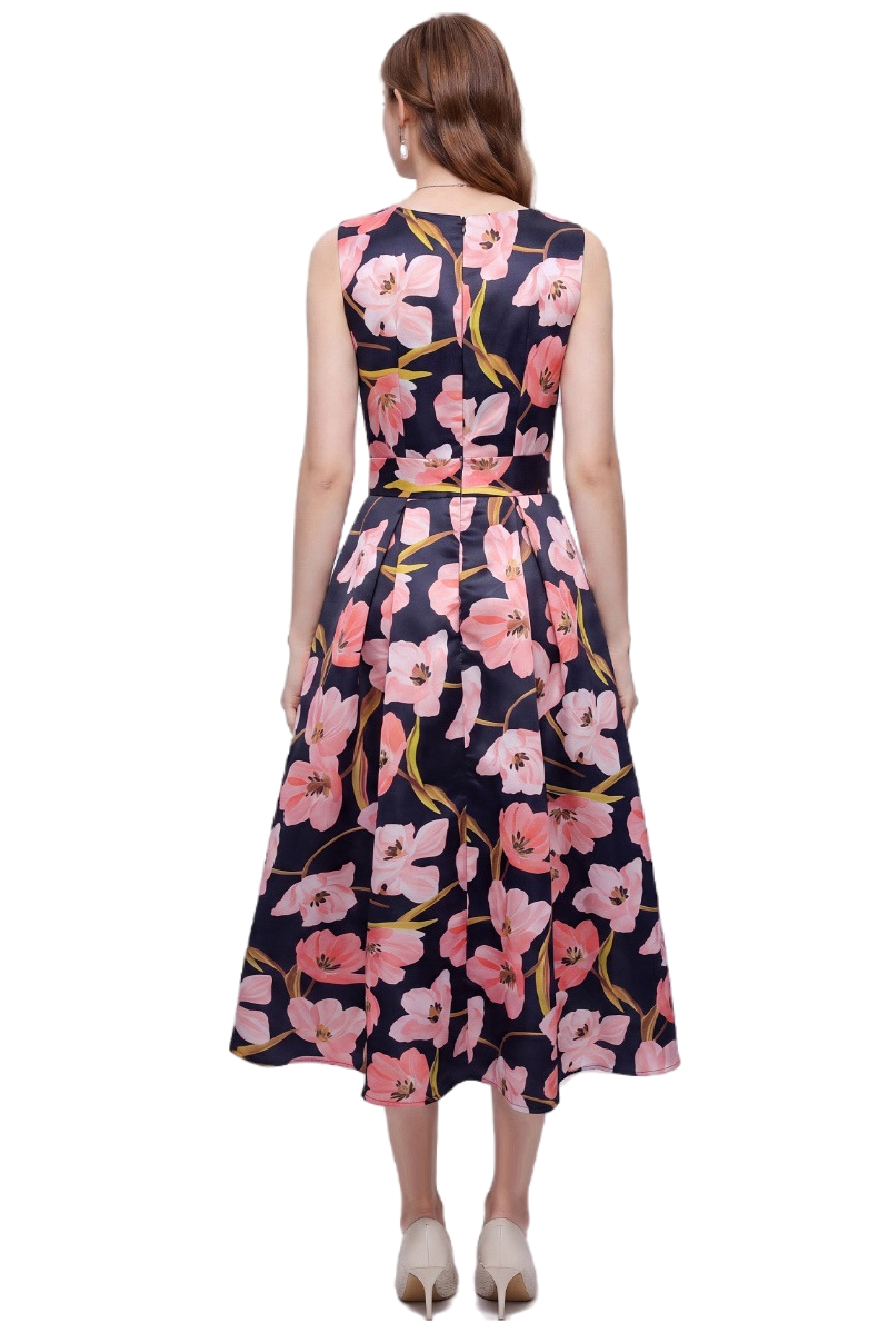 WOMEN FASHION PARTY MIDI LONG SLEEVELESS DRESS
