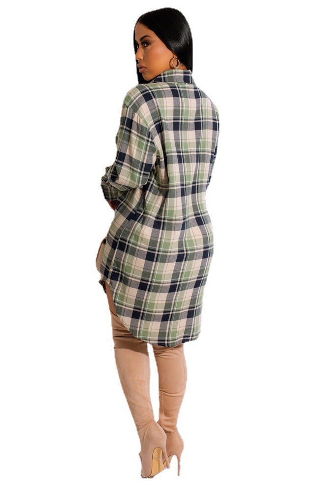 WOMEN FASHION CASUAL COLLARED SHIRT DRESS CARDIGAN