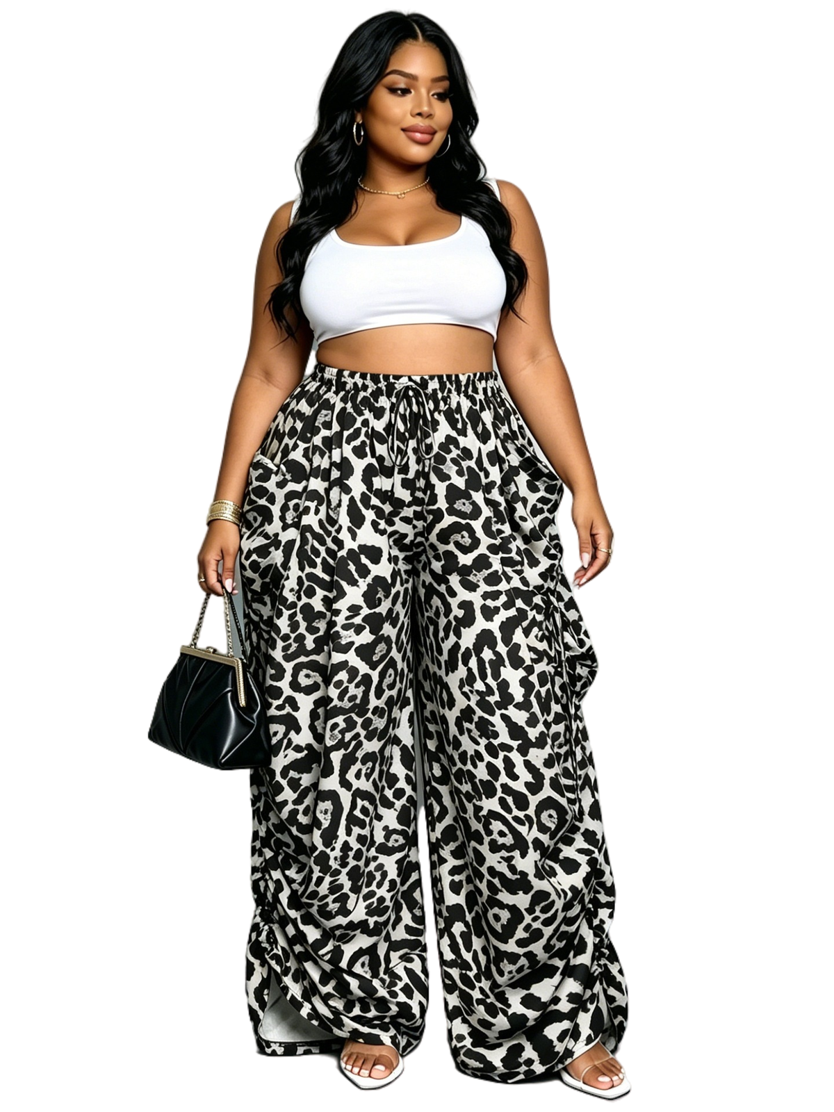 WOMEN FASHION CASUAL WIDE LEG PANTS