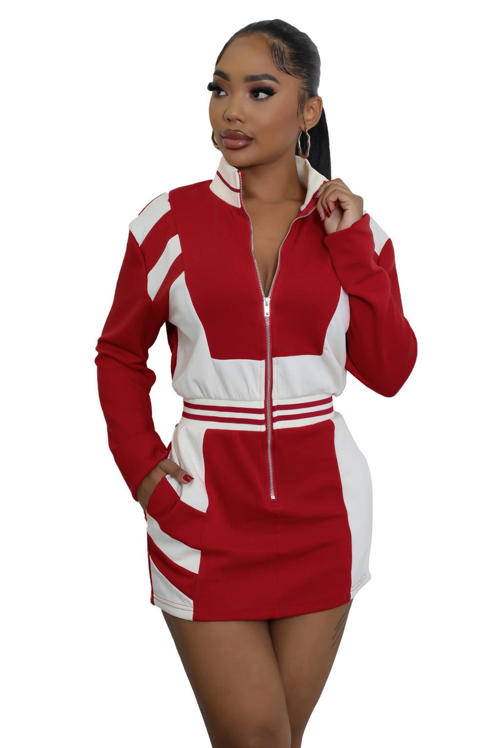 WOMEN FASHION LONG SLEEVE MIDI DRESS