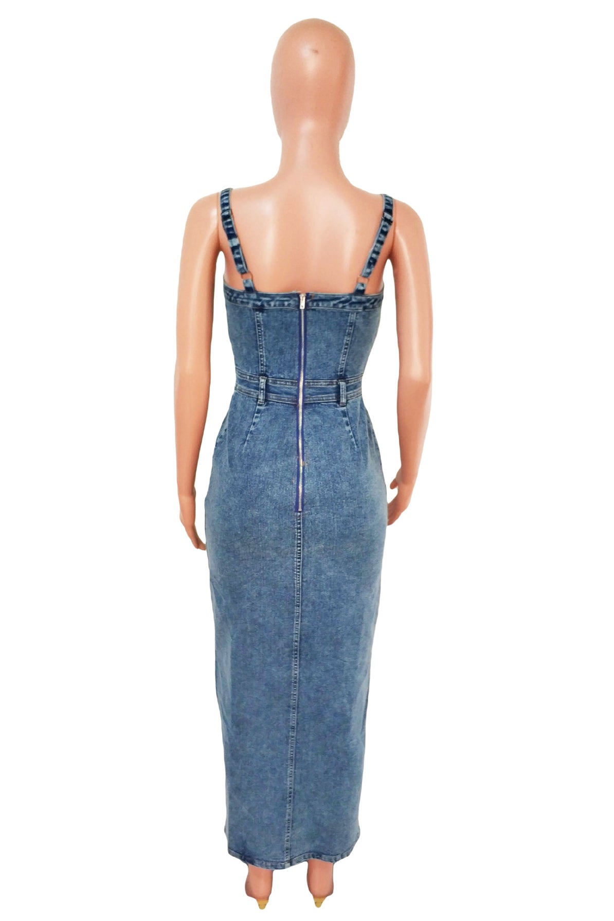 WOMEN FASHION DENIM LONG MAXI DRESS