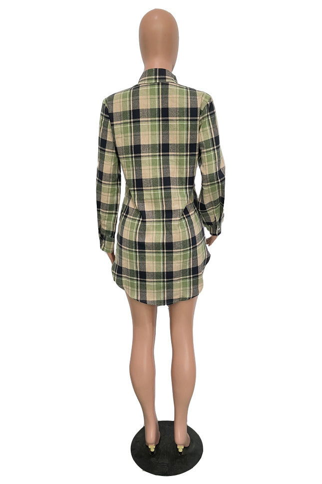 WOMEN FASHION CASUAL COLLARED SHIRT DRESS CARDIGAN