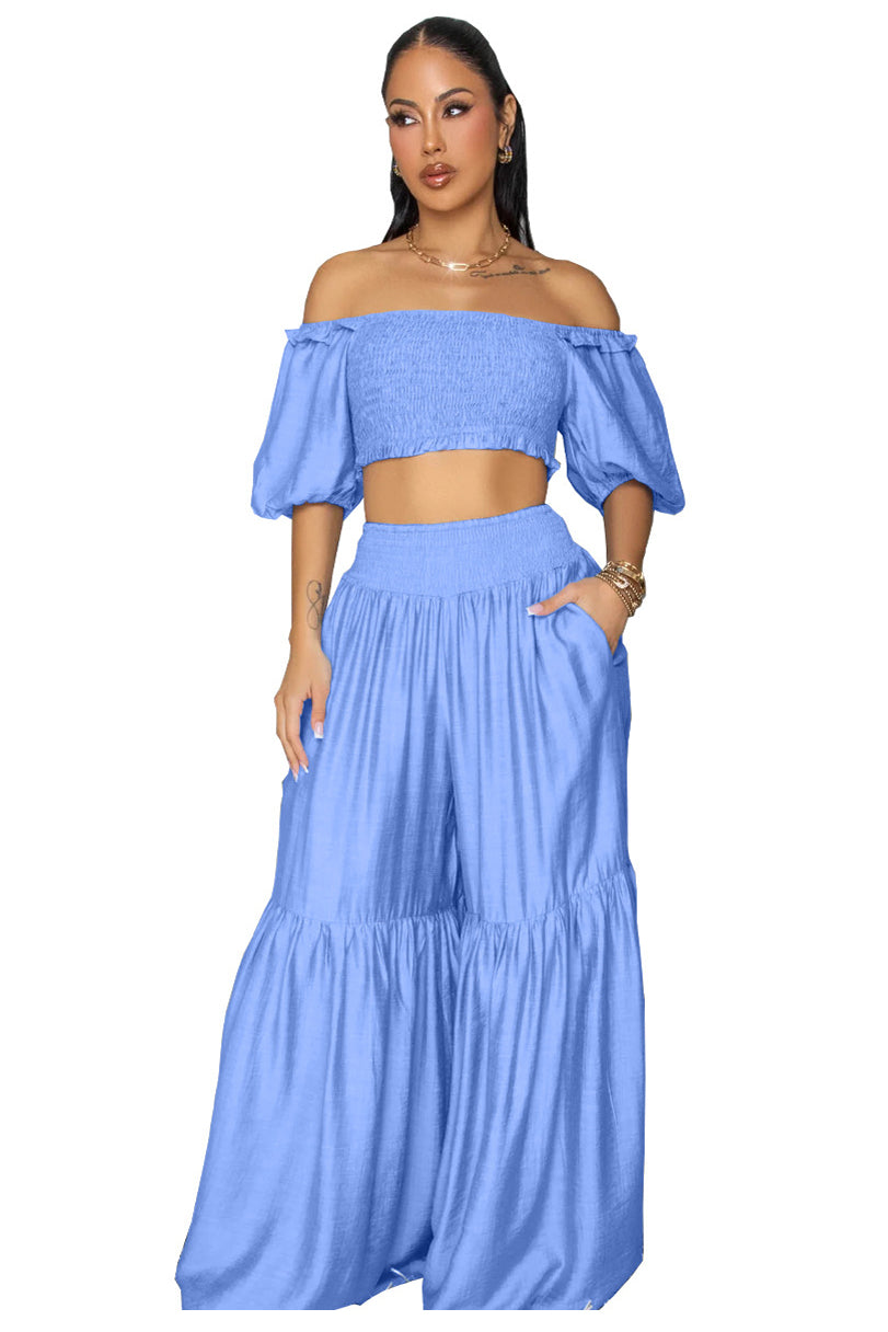 WOMEN FASHION TWO PIECES TOP AND PANTS SET