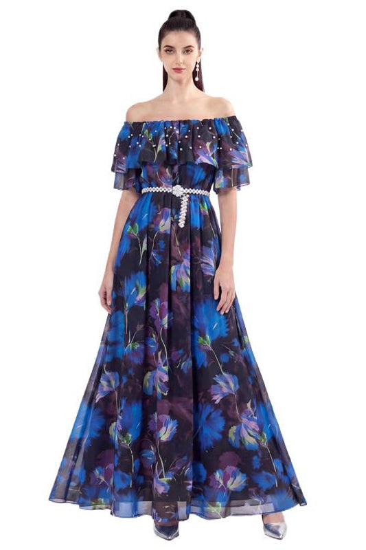 WOMEN FASHION CHIFFON LONG MAXI DRESS