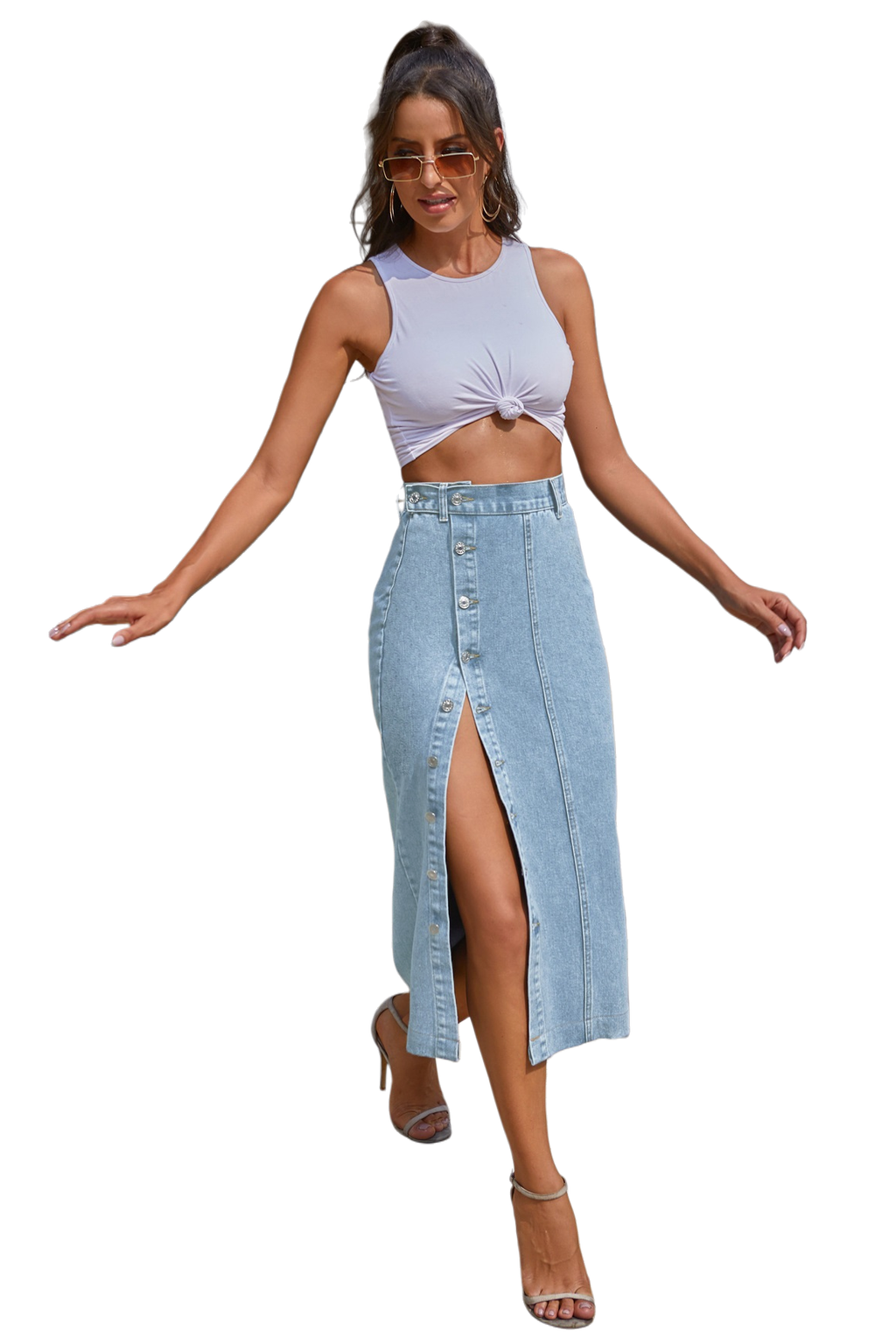 WOMEN FASHION DENIM LONG MAXI SKIRT