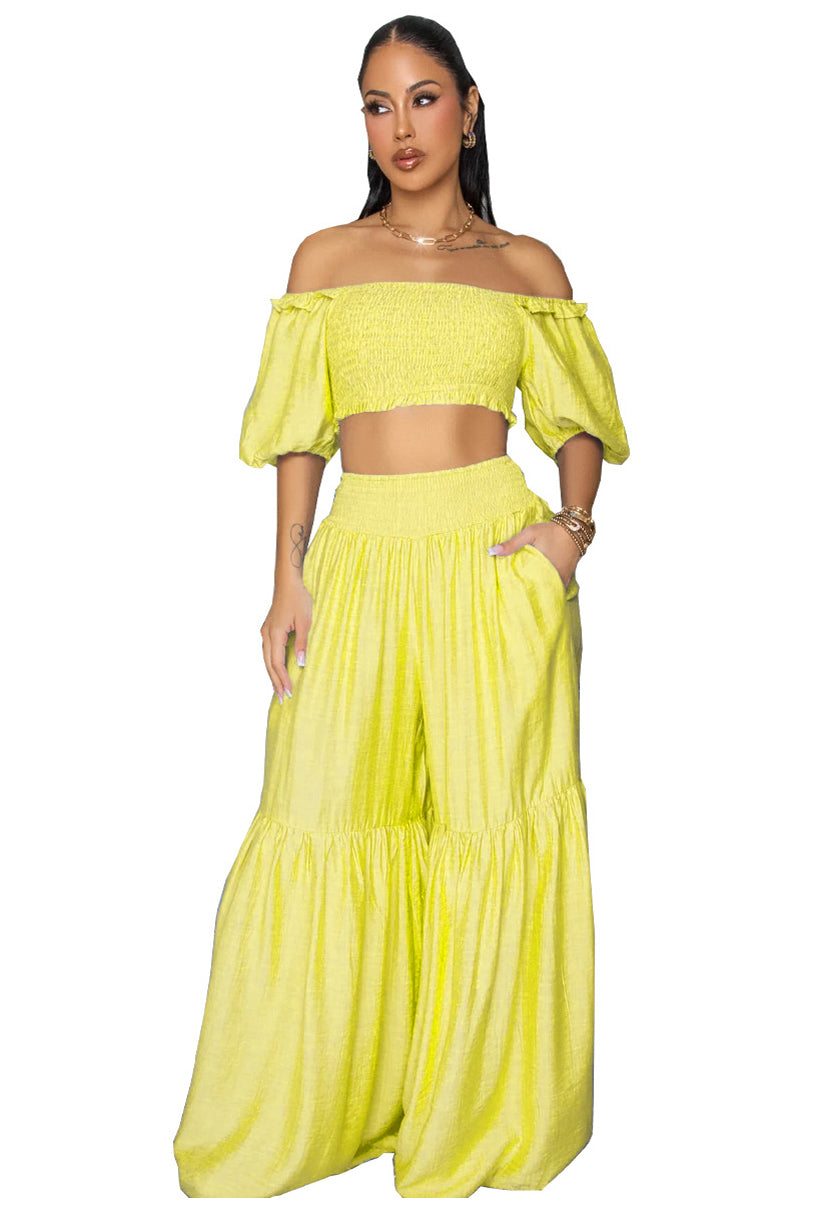 WOMEN FASHION TWO PIECES TOP AND PANTS SET