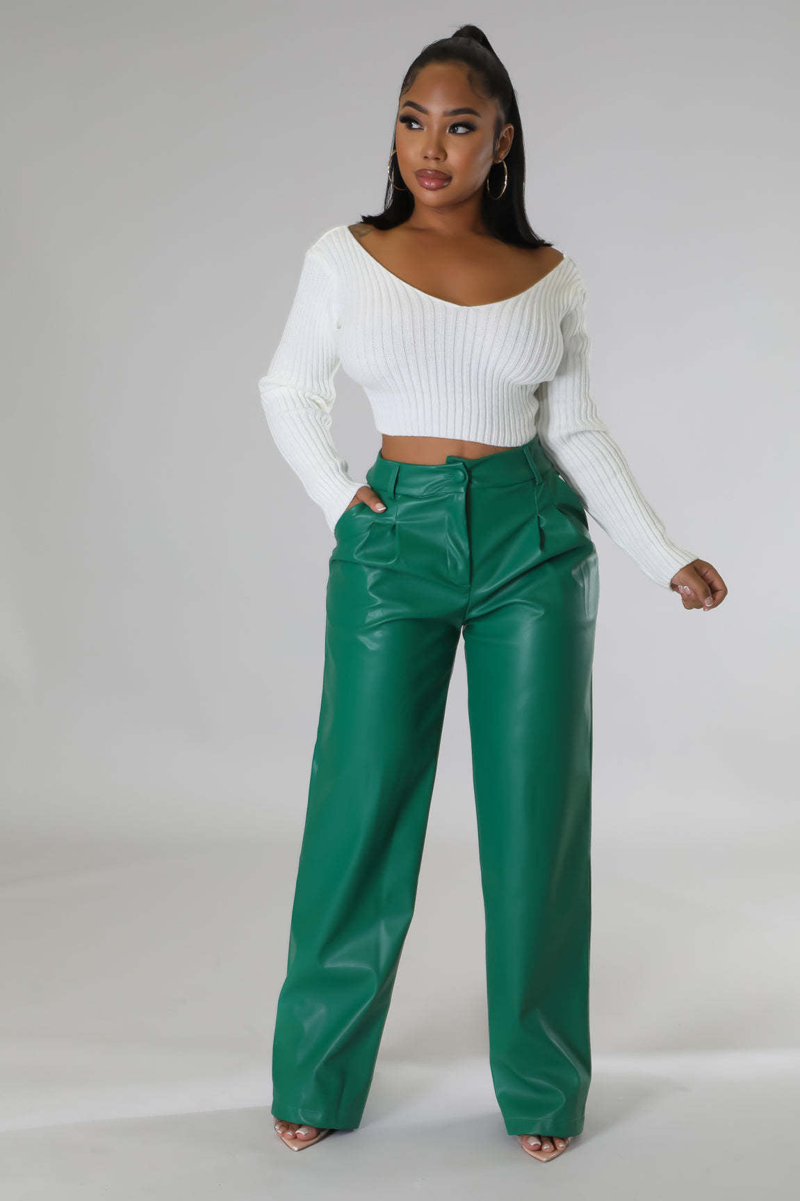 WOMEN FASHION PU LEATHER PANTS