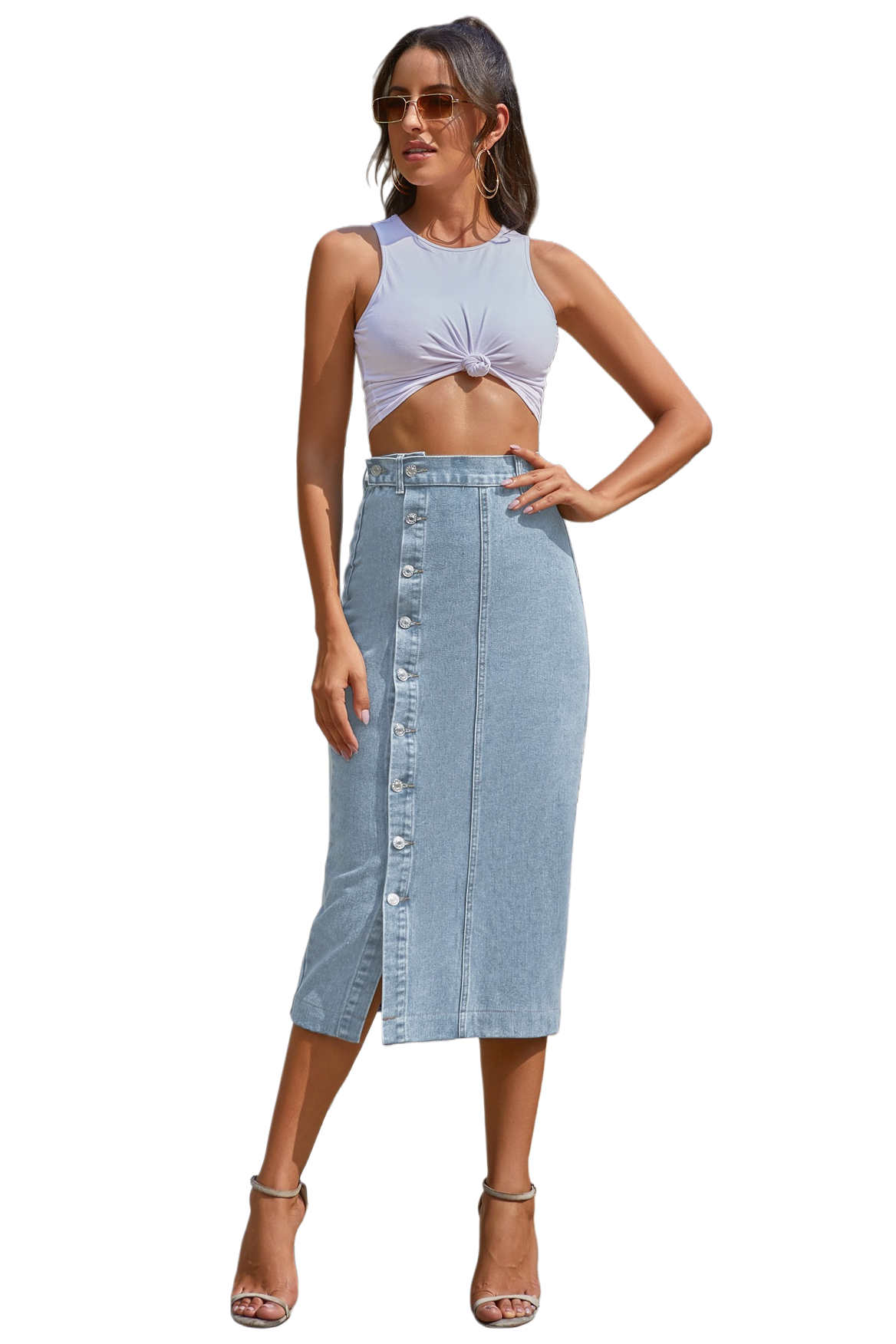 WOMEN FASHION DENIM LONG MAXI SKIRT