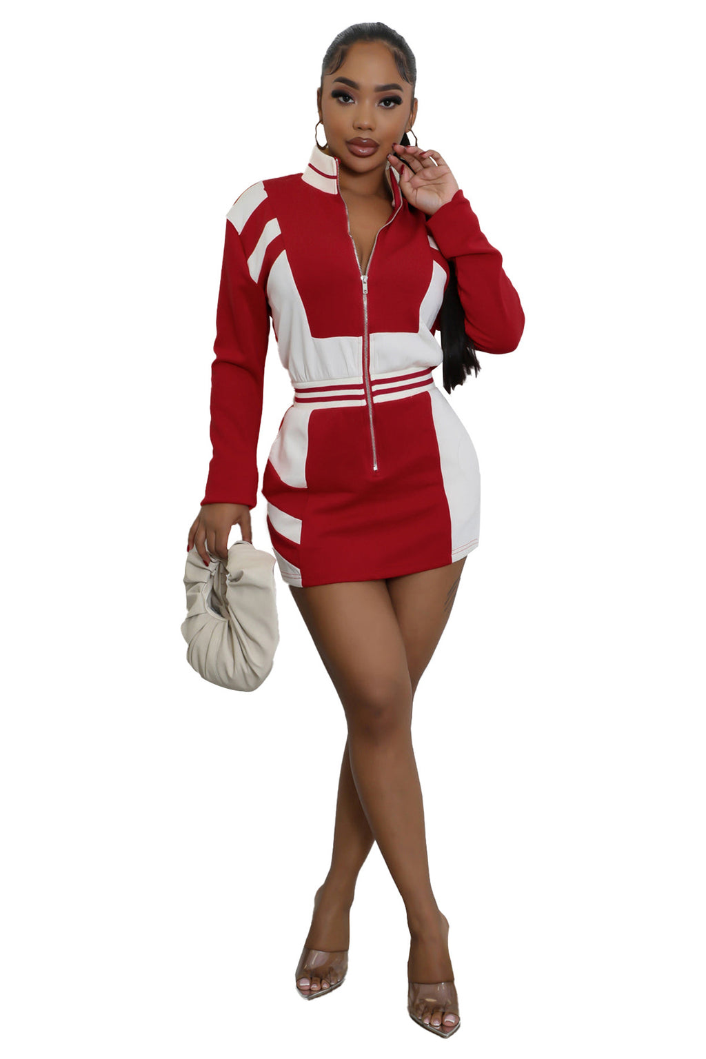 WOMEN FASHION LONG SLEEVE MIDI DRESS