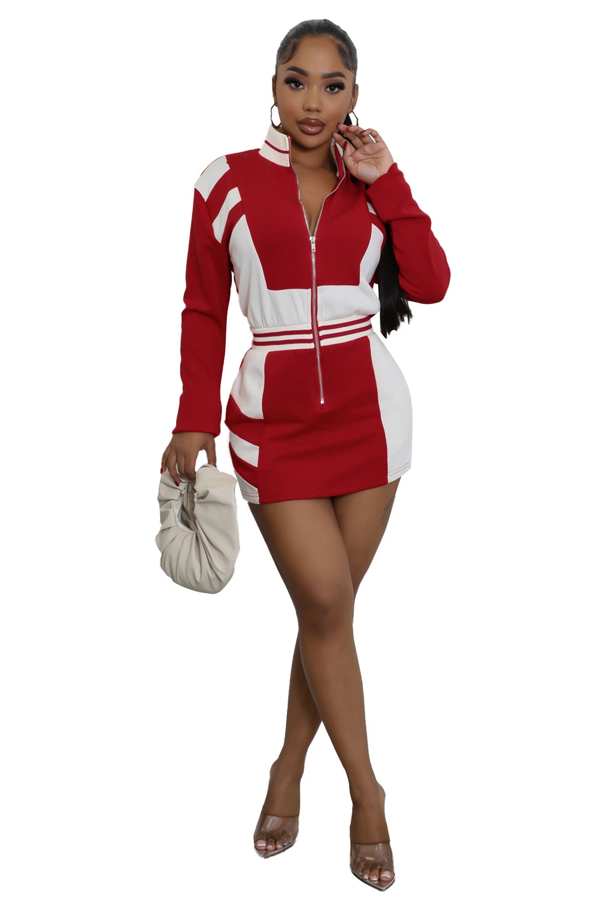 WOMEN FASHION LONG SLEEVE MIDI DRESS