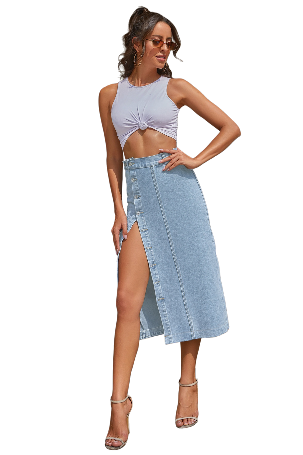 WOMEN FASHION DENIM LONG MAXI SKIRT