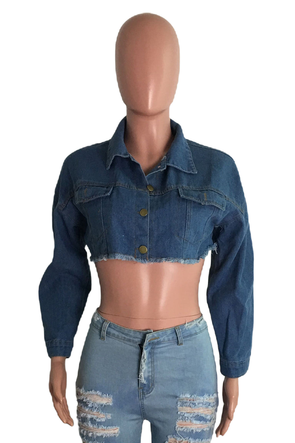 WOMEN FASHION DENIM CROPPED JACKET