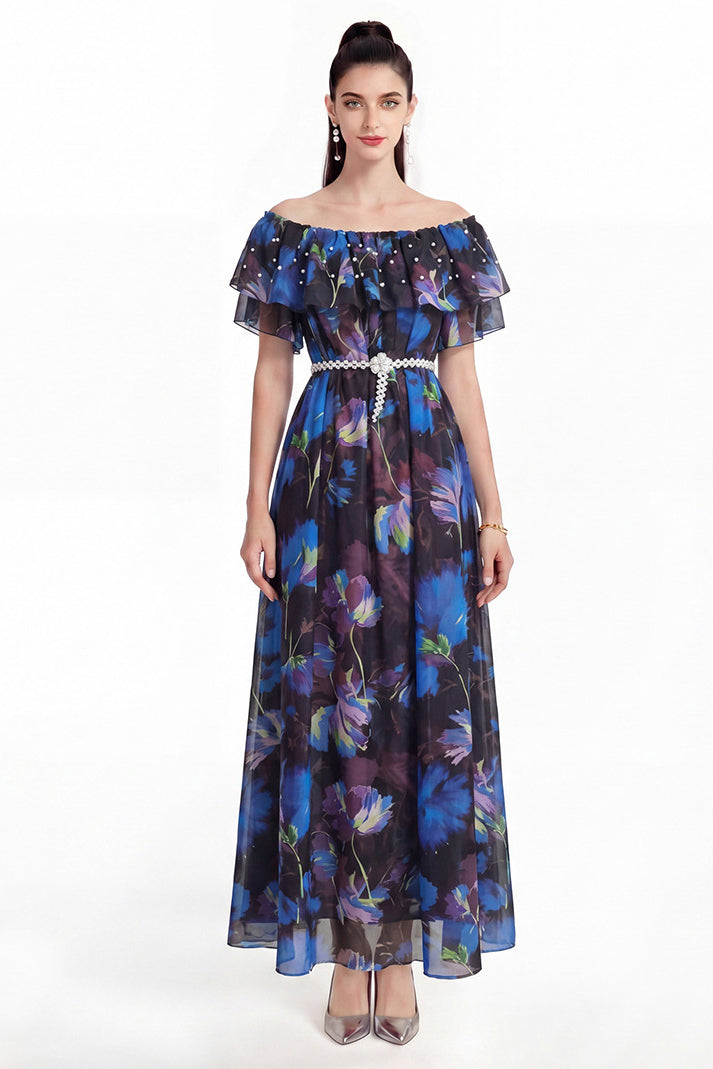 WOMEN FASHION CHIFFON LONG MAXI DRESS