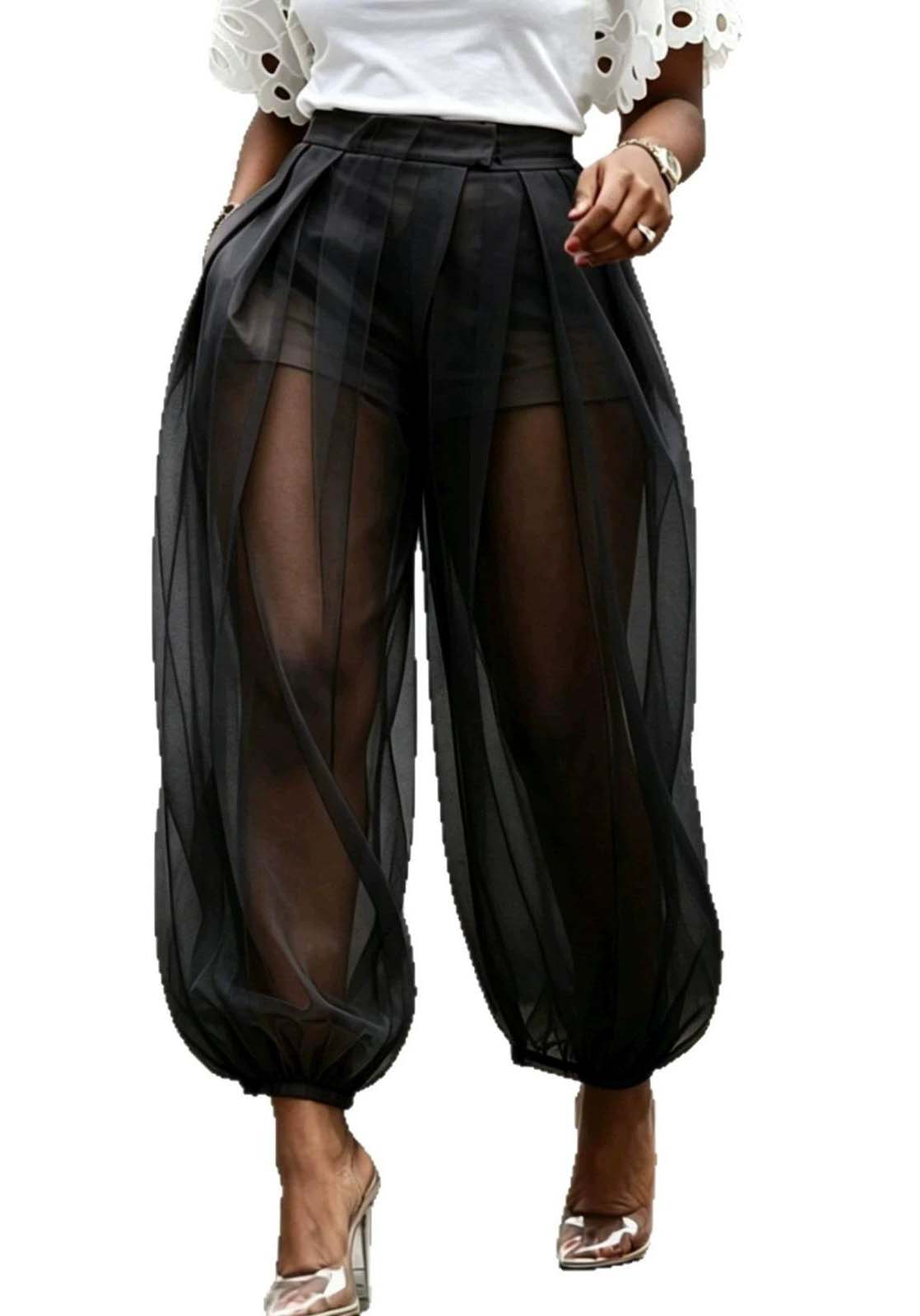 WOMEN FASHION MESH BALOON TROUSERS