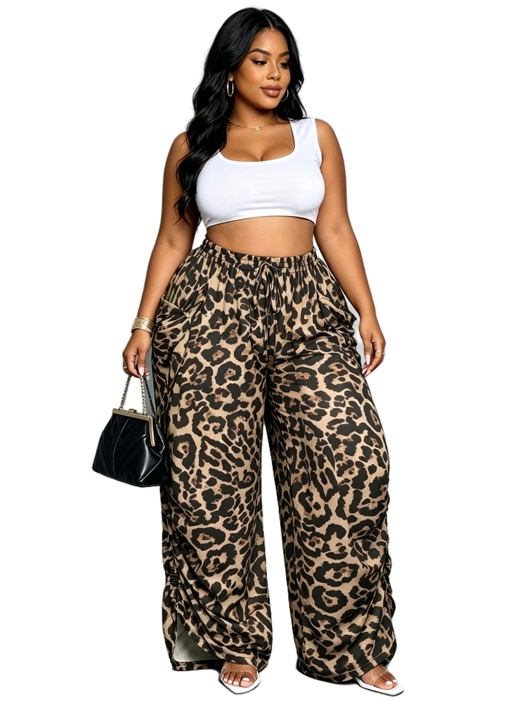 WOMEN FASHION CASUAL WIDE LEG PANTS