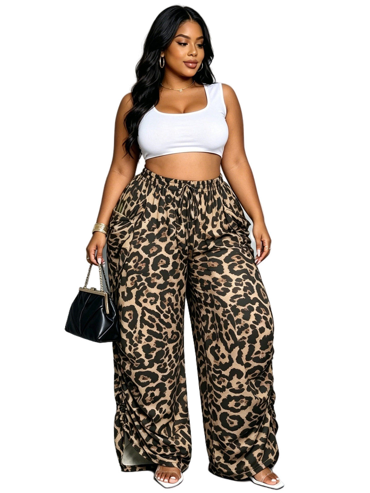 WOMEN FASHION CASUAL WIDE LEG PANTS