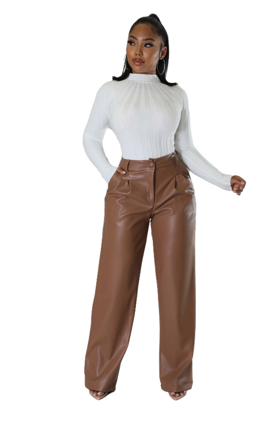 WOMEN FASHION PU LEATHER PANTS
