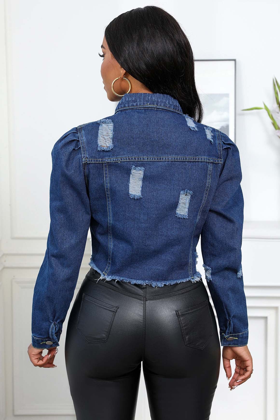 WOMEN FASHION DENIM CROP JACKET