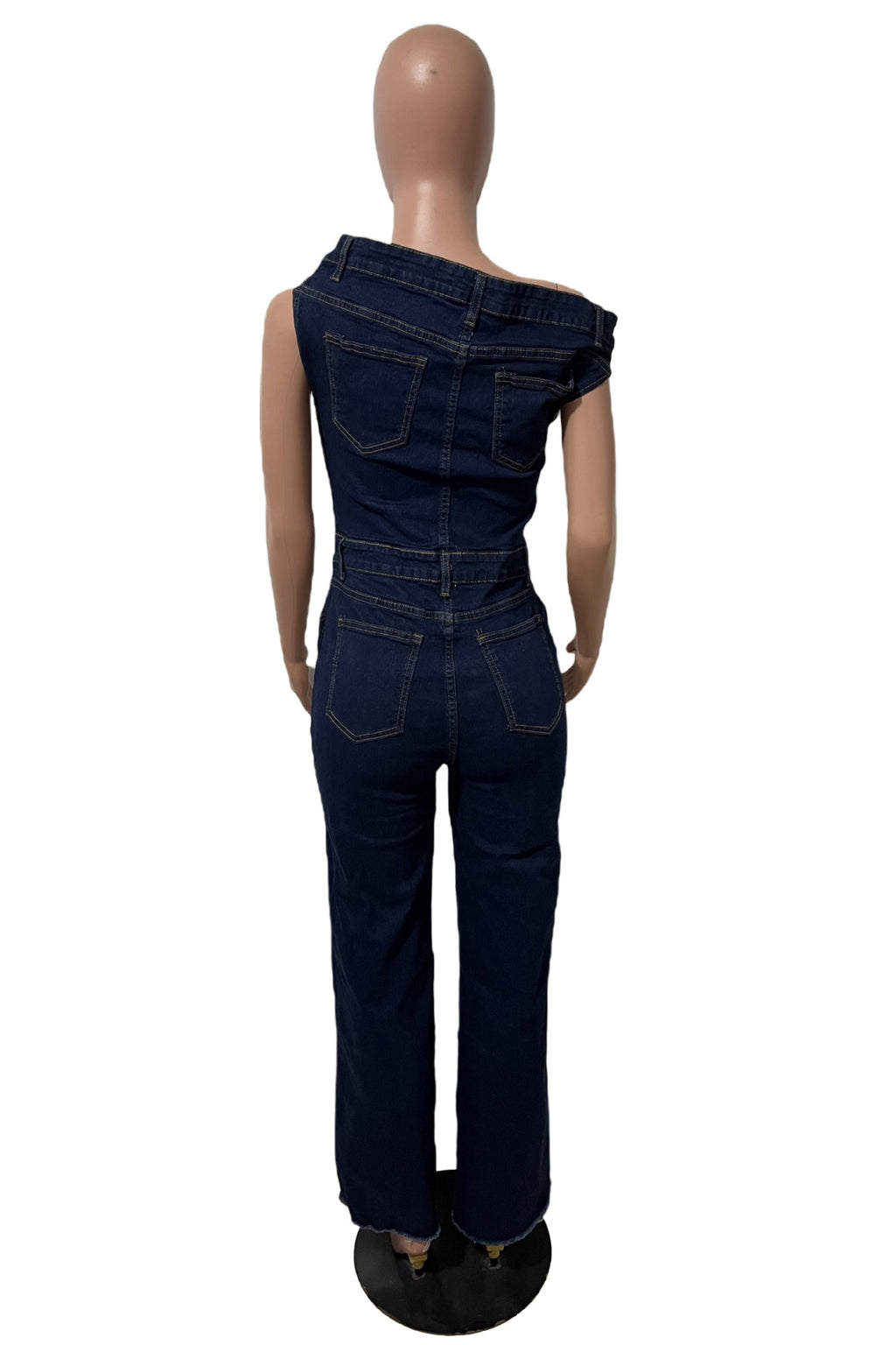 WOMEN FASHION DENIM OFF SHOULDER JUMPSUIT
