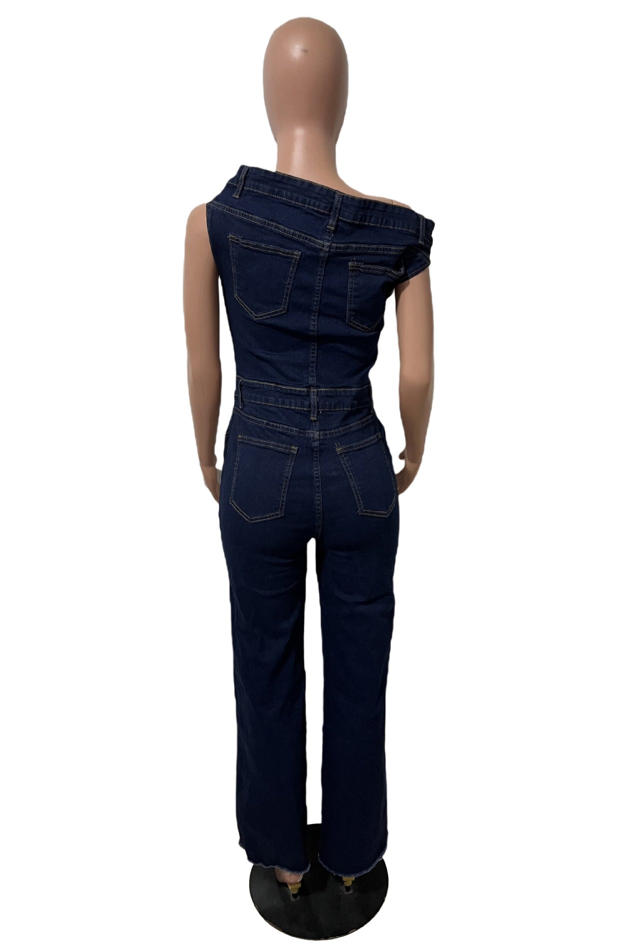 WOMEN FASHION DENIM OFF SHOULDER JUMPSUIT