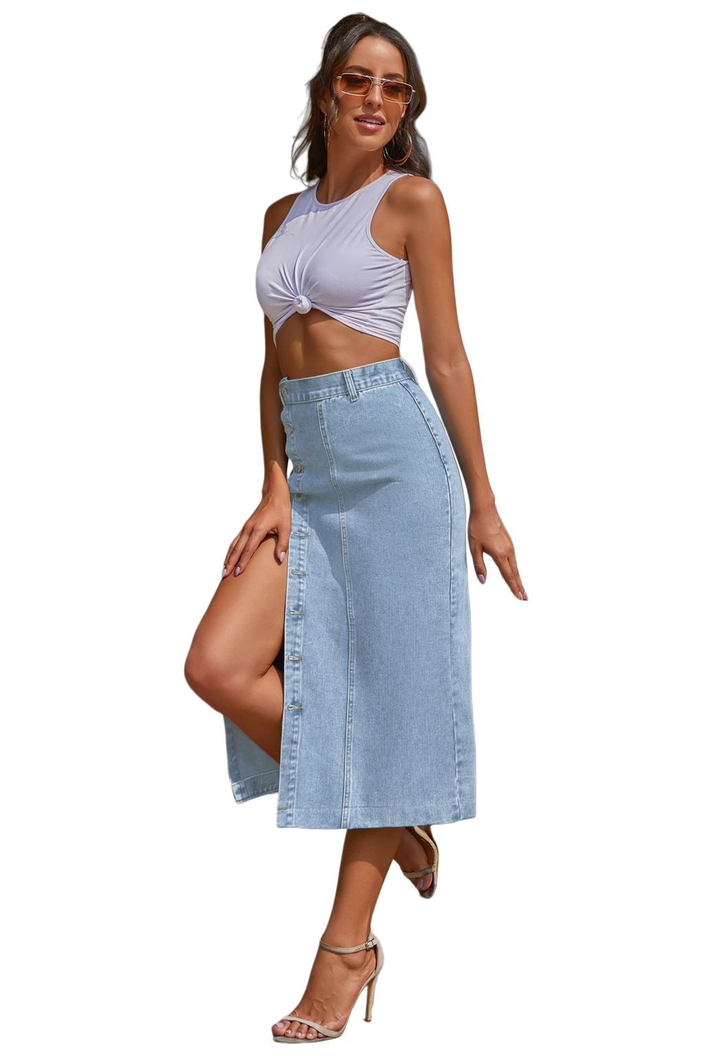 WOMEN FASHION DENIM LONG MAXI SKIRT