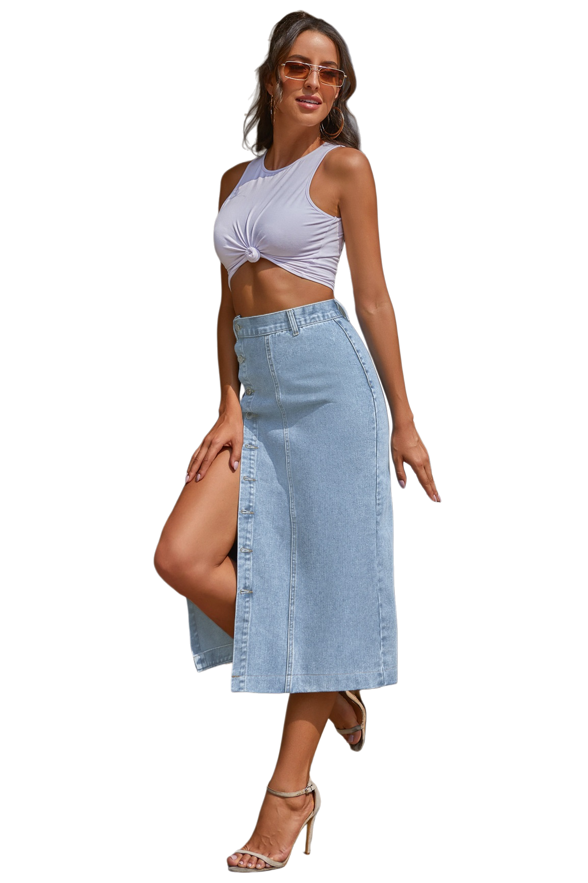 WOMEN FASHION DENIM LONG MAXI SKIRT