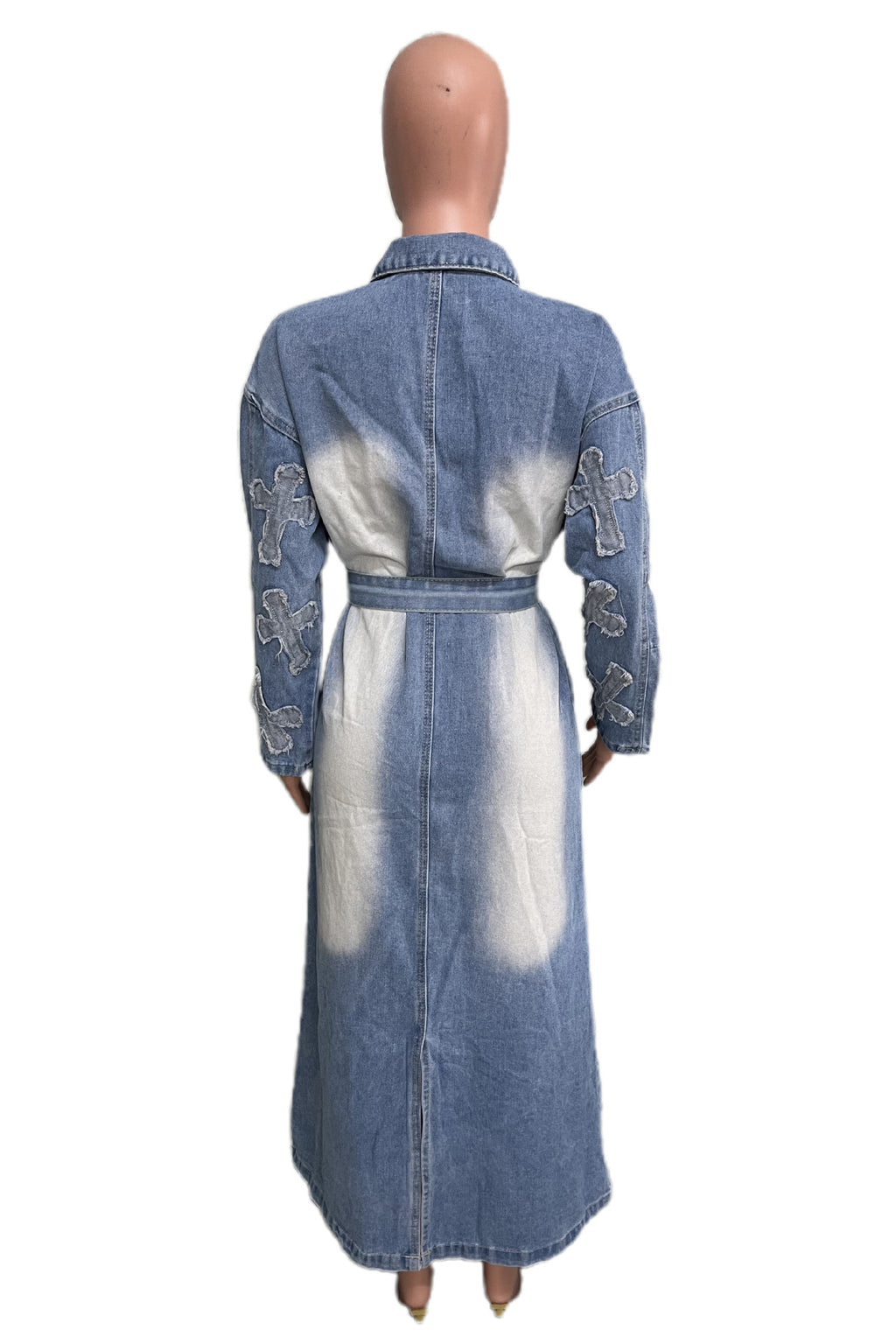 WOMEN FASHION MAXI LONG DENIM JACKET