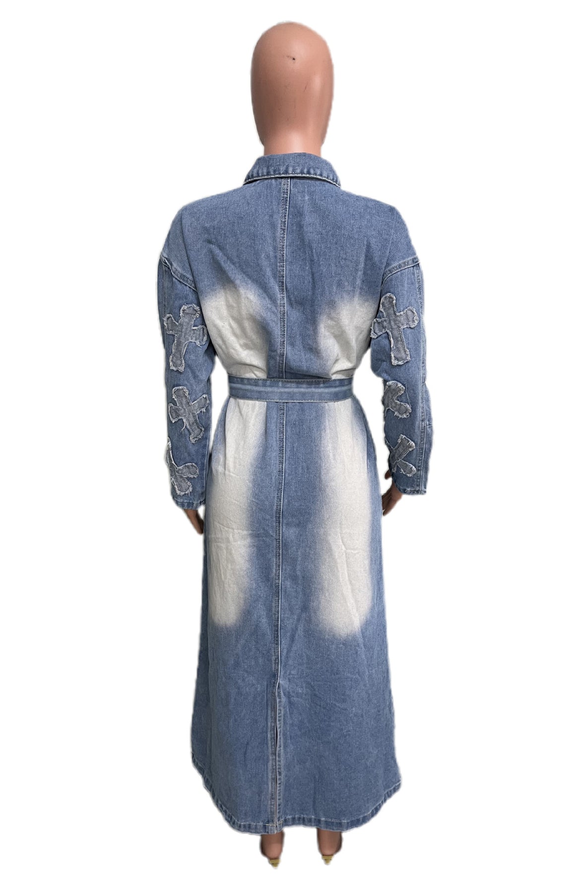 WOMEN FASHION MAXI LONG DENIM JACKET