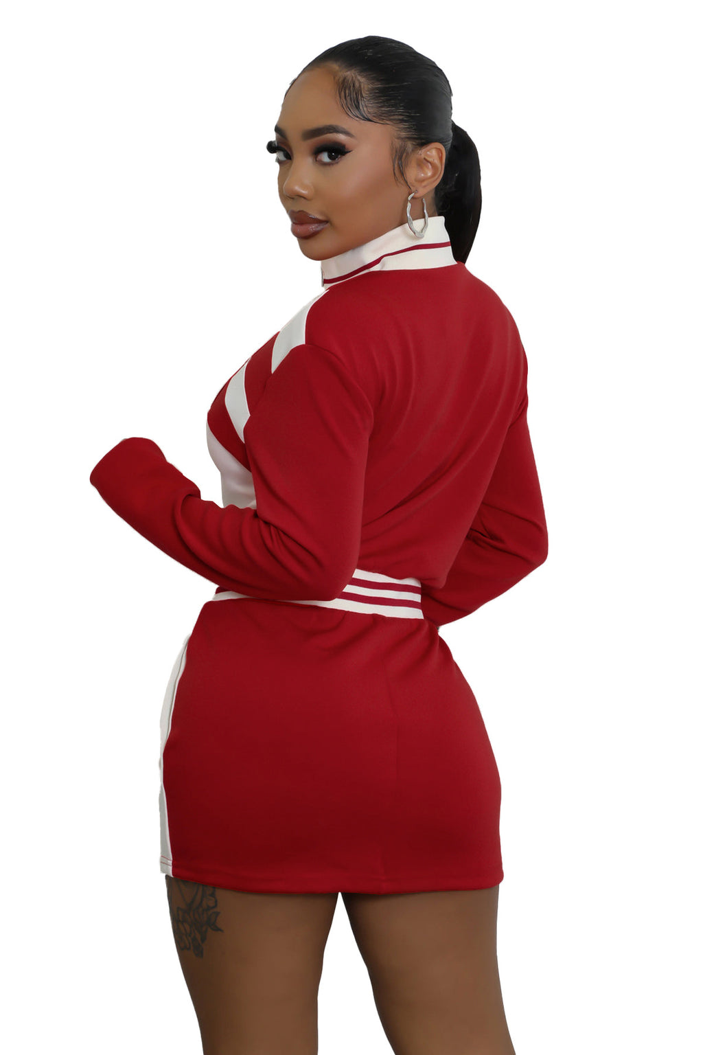 WOMEN FASHION LONG SLEEVE MIDI DRESS