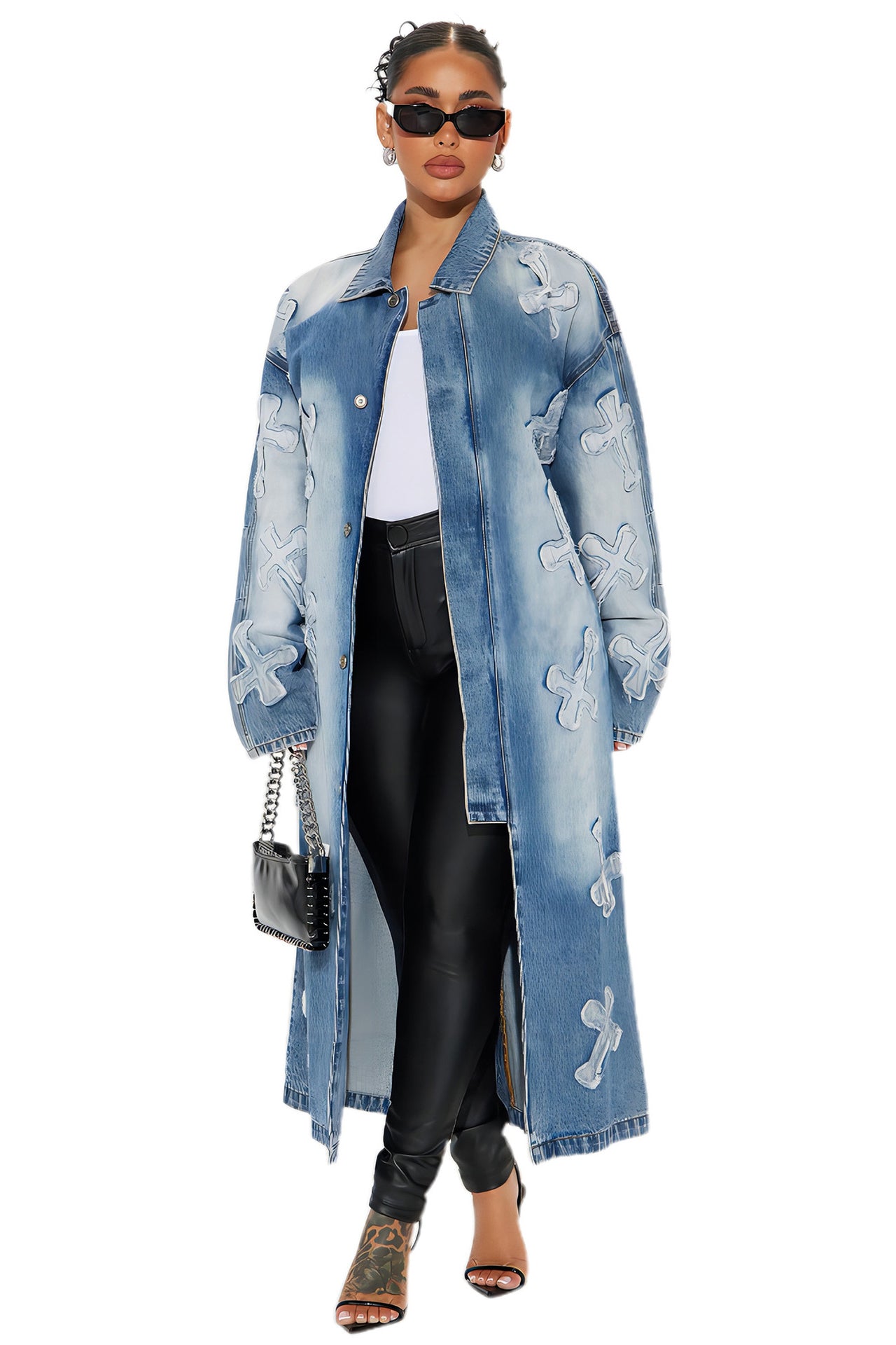 WOMEN FASHION MAXI LONG DENIM JACKET