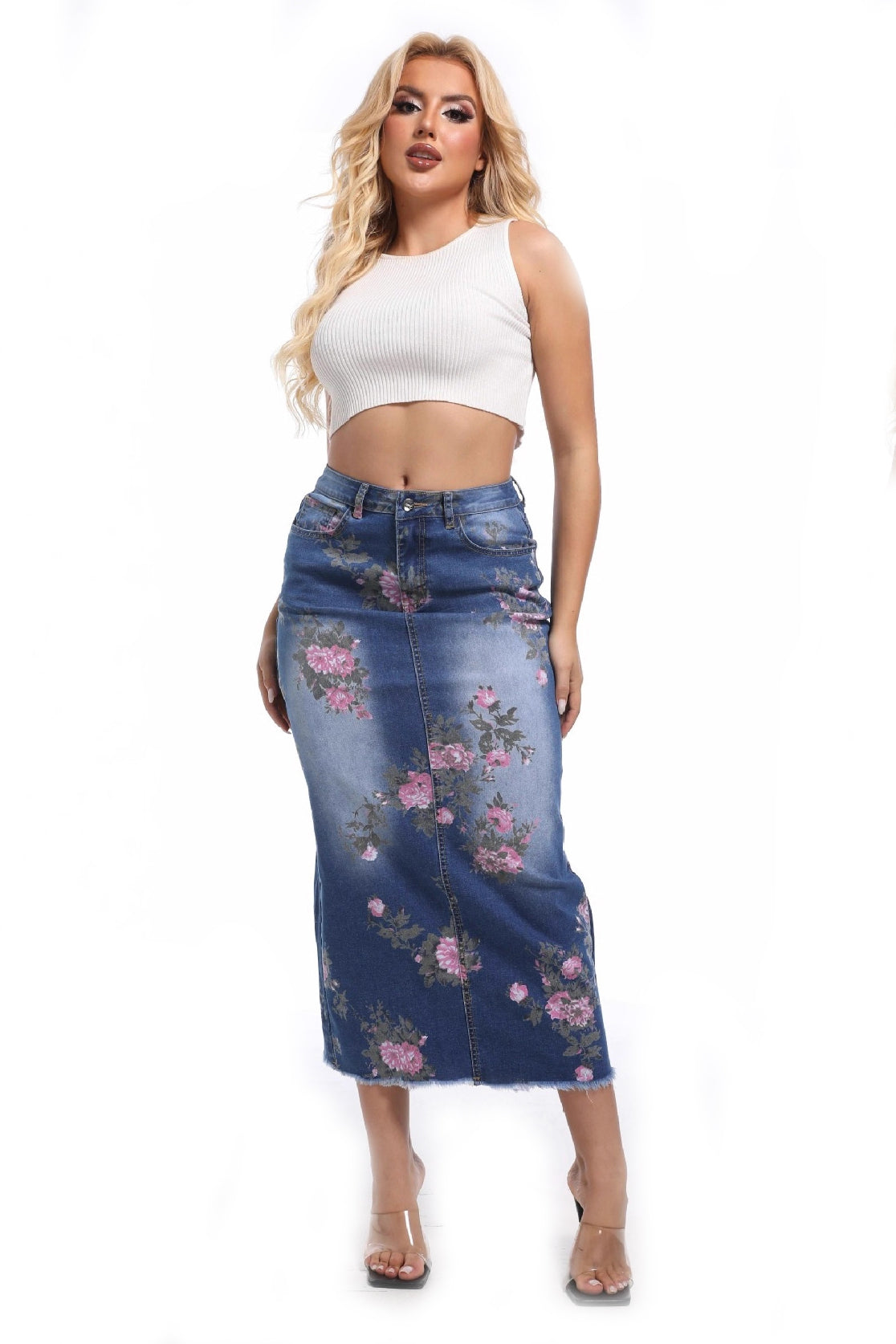WOMEN FASHION DENIM LONG MAXI SKIRT