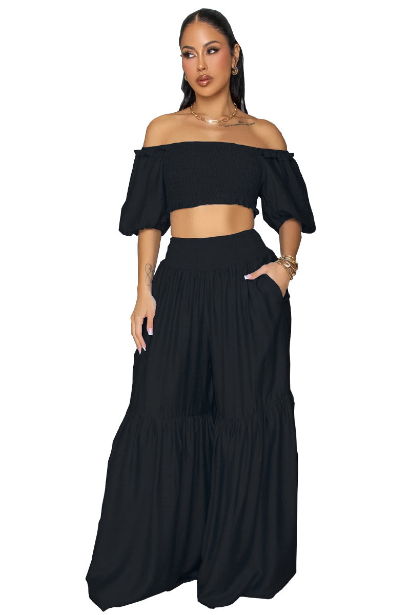 WOMEN FASHION TWO PIECES TOP AND PANTS SET