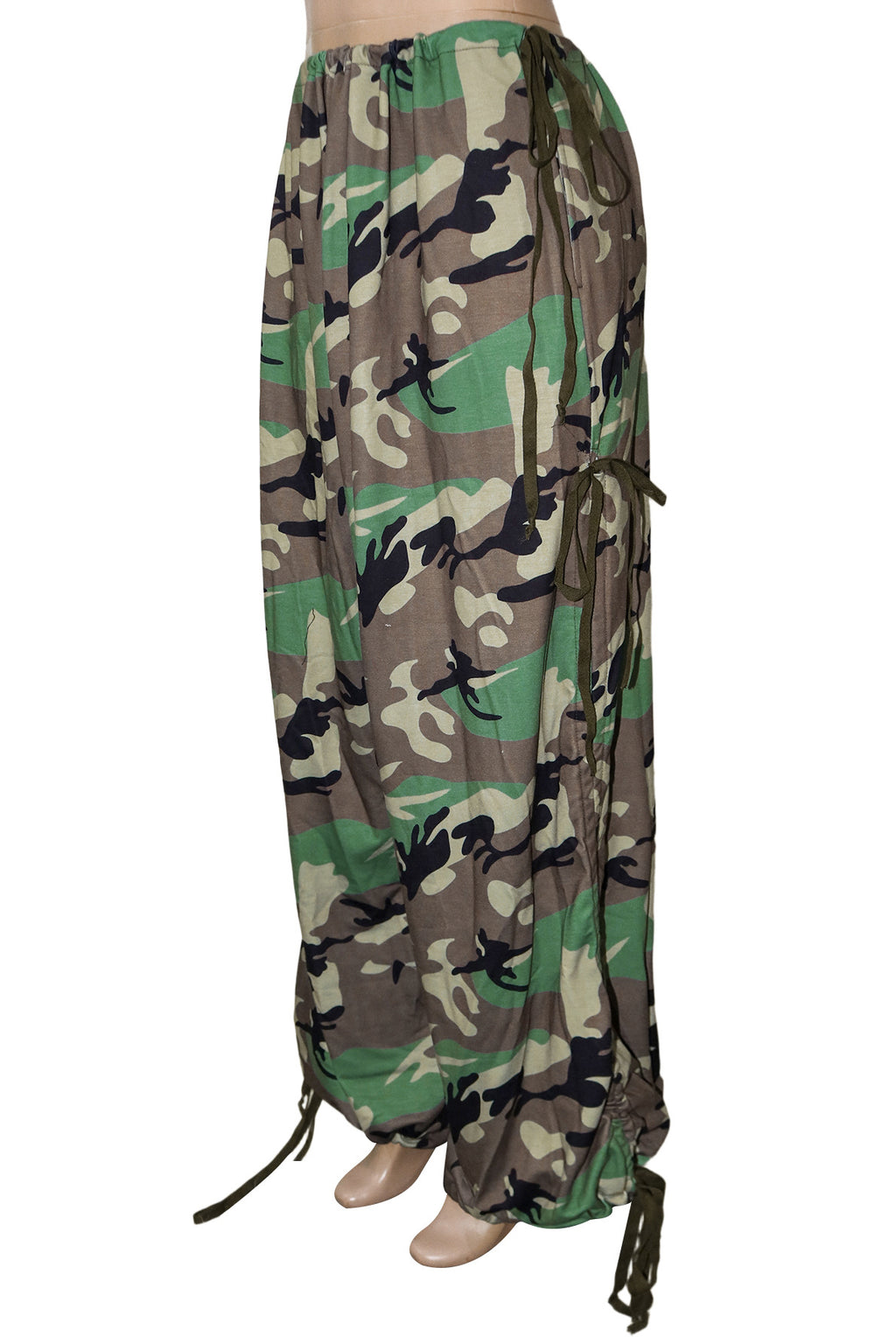 WOMEN FASHION OVERSIZED CAMOUFLAGE DRAWSTRING CARGO PANTS