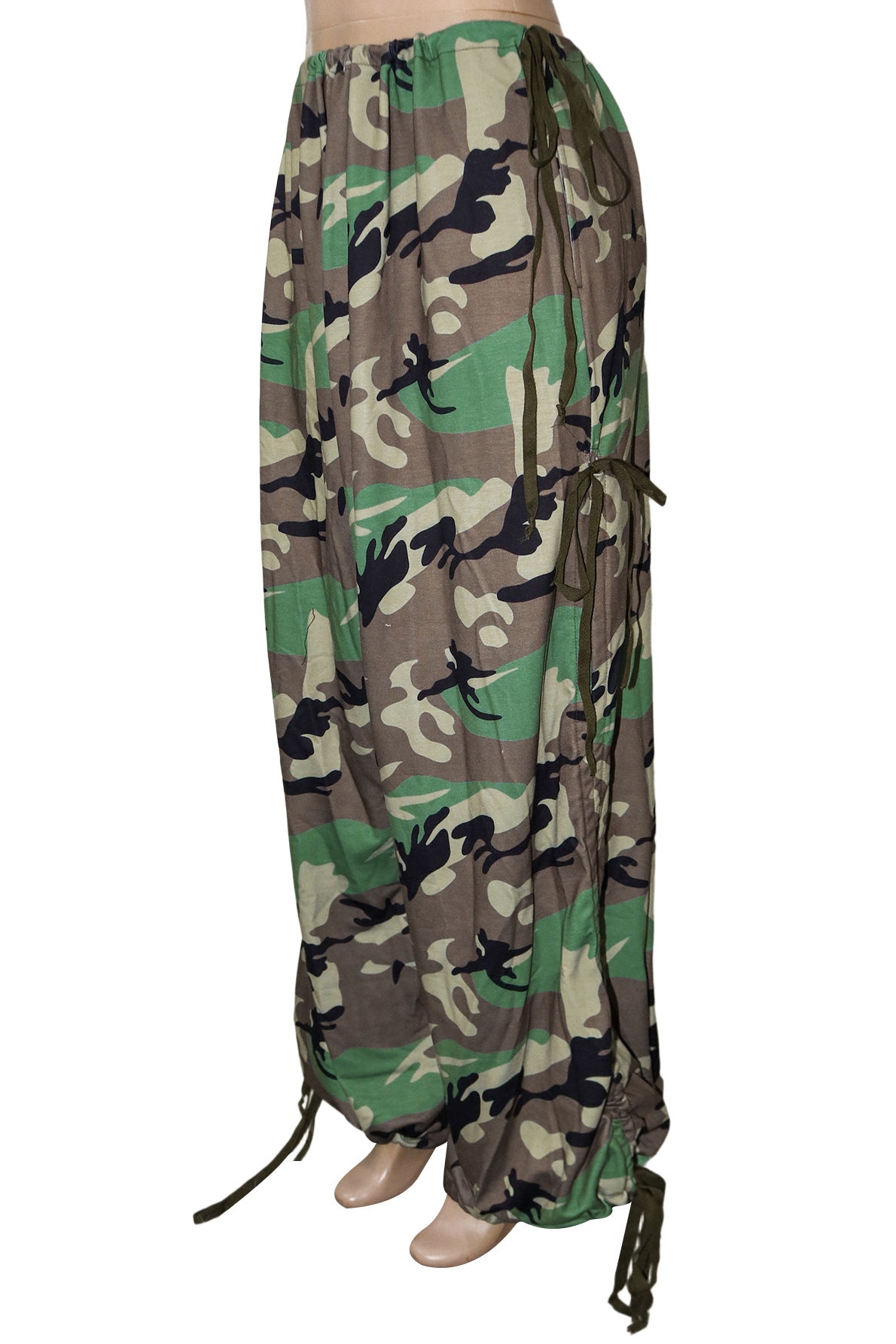 WOMEN FASHION OVERSIZED CAMOUFLAGE DRAWSTRING CARGO PANTS