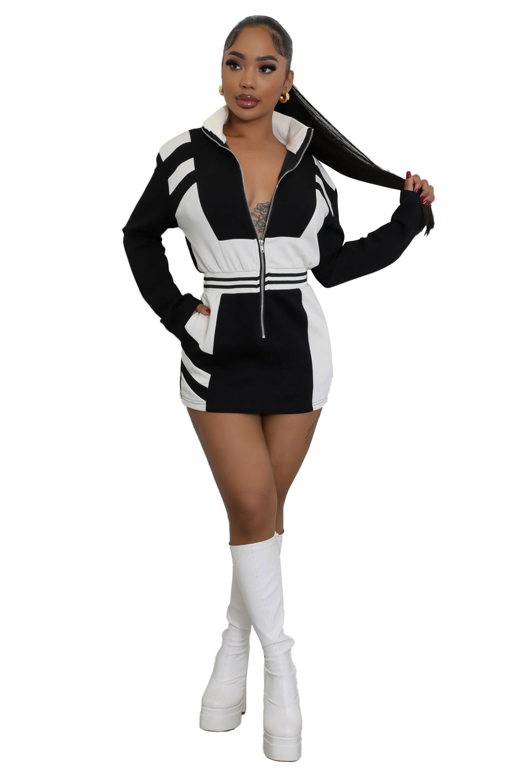 WOMEN FASHION LONG SLEEVE MIDI DRESS