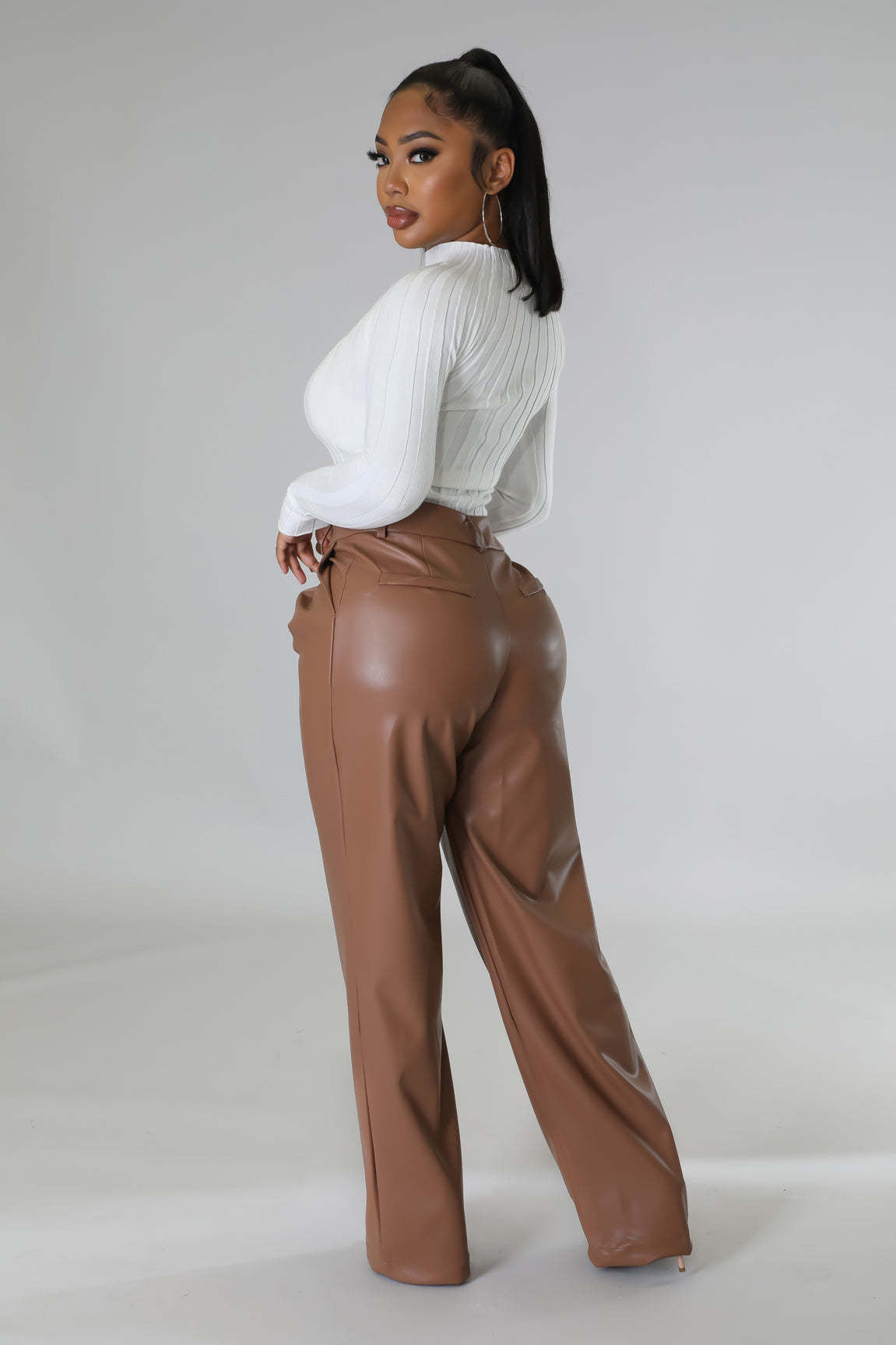WOMEN FASHION PU LEATHER PANTS