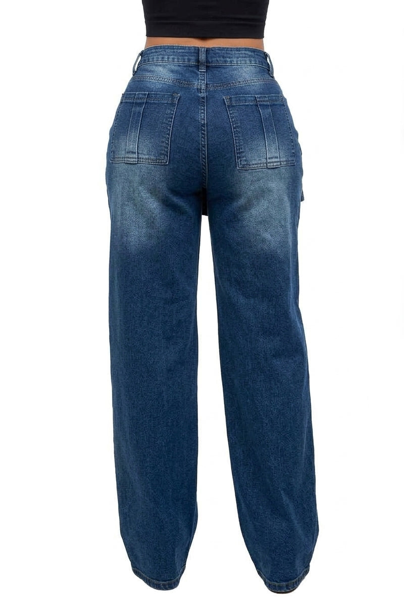 WOMEN FASHION OVERSKIRT DENIM WIDE LEG JEANS